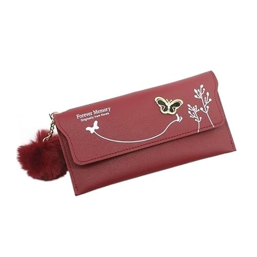 DFJOENVLDKHFE Damen-Handgelenk-Clutch, kleine Damen-Mehrfachtasche, Damen-PU-Leder-Geldbörse, Geldbörsen-Armbänder(Color:Red) von DFJOENVLDKHFE