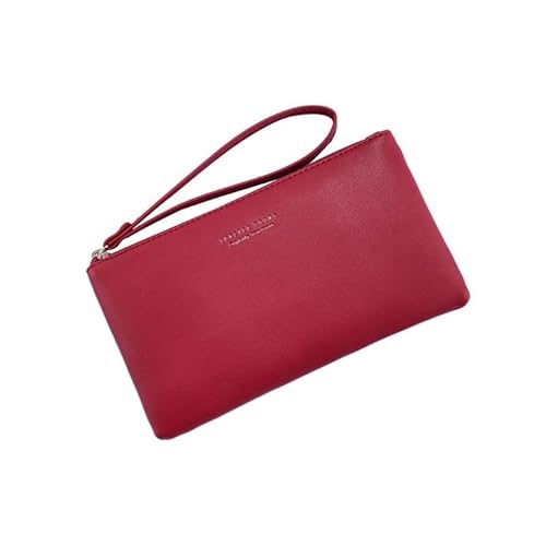 DFJOENVLDKHFE Damen-Handgelenk-Clutch, kleine Damen-Mehrfachtasche, Damen-PU-Leder-Geldbörse, Geldbörsen-Armbänder(Color:Red) von DFJOENVLDKHFE