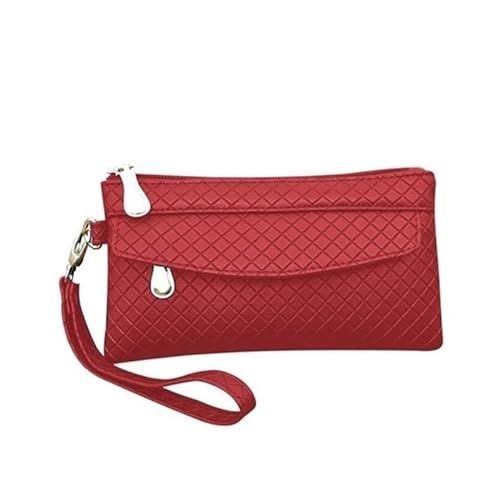 DFJOENVLDKHFE Damen-Handgelenk-Clutch, kleine Damen-Mehrfachtasche, Damen-PU-Leder-Geldbörse, Geldbörsen-Armbänder(Color:Red 1) von DFJOENVLDKHFE
