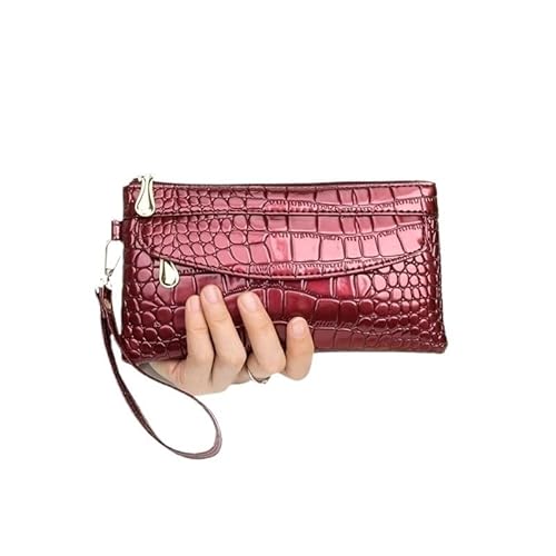 DFJOENVLDKHFE Damen-Handgelenk-Clutch, kleine Damen-Mehrfachtasche, Damen-PU-Leder-Geldbörse, Geldbörsen-Armbänder(Color:Red 3) von DFJOENVLDKHFE