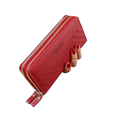 DFJOENVLDKHFE Damen-Handgelenk-Clutch, kleine Damen-Mehrfachtasche, Damen-PU-Leder-Geldbörse, Geldbörsen-Armbänder(Color:Red B) von DFJOENVLDKHFE