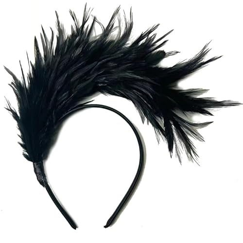 DFJOENVLDKHFE Federkopfbedeckung Retro Federkopfbedeckung Party Haarschmuck Retro Charm Stirnband Clip Feder Festival Kleidungszubehör(Black_3pcs) von DFJOENVLDKHFE