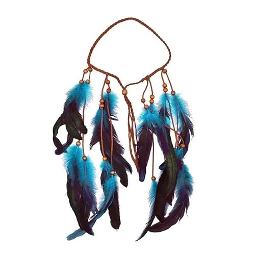 DFJOENVLDKHFE Federkopfbedeckung Retro Federkopfbedeckung Party Haarschmuck Retro Charm Stirnband Clip Feder Festival Kleidungszubehör(Blue_3pcs) von DFJOENVLDKHFE