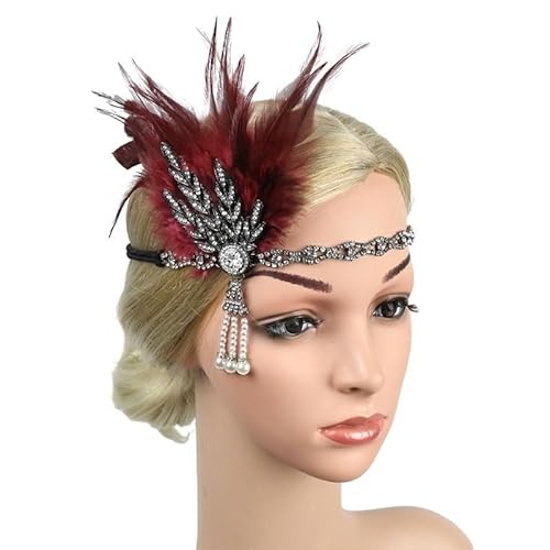 DFJOENVLDKHFE Federkopfbedeckung Retro Federkopfbedeckung Party Haarschmuck Retro Charm Stirnband Clip Feder Festival Kleidungszubehör(C) von DFJOENVLDKHFE
