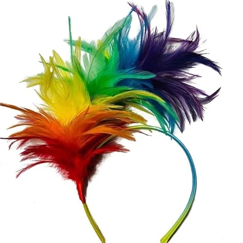 DFJOENVLDKHFE Federkopfbedeckung Retro Federkopfbedeckung Party Haarschmuck Retro Charm Stirnband Clip Feder Festival Kleidungszubehör(Colorful 1_3pcs) von DFJOENVLDKHFE