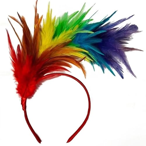 DFJOENVLDKHFE Federkopfbedeckung Retro Federkopfbedeckung Party Haarschmuck Retro Charm Stirnband Clip Feder Festival Kleidungszubehör(Colorful 2_3pcs) von DFJOENVLDKHFE