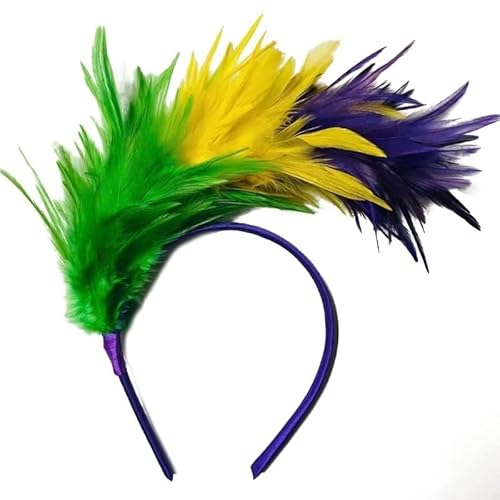 DFJOENVLDKHFE Federkopfbedeckung Retro Federkopfbedeckung Party Haarschmuck Retro Charm Stirnband Clip Feder Festival Kleidungszubehör(Colorful 3_3pcs) von DFJOENVLDKHFE