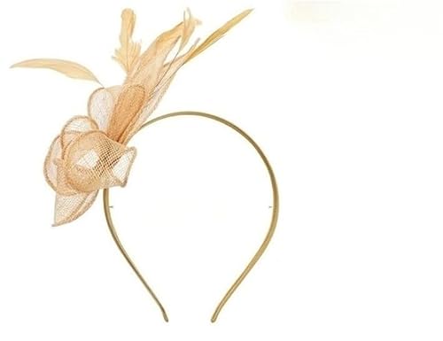 DFJOENVLDKHFE Federkopfbedeckung Retro Federkopfbedeckung Party Haarschmuck Retro Charm Stirnband Clip Feder Festival Kleidungszubehör(Golden) von DFJOENVLDKHFE