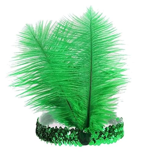 DFJOENVLDKHFE Federkopfbedeckung Retro Federkopfbedeckung Party Haarschmuck Retro Charm Stirnband Clip Feder Festival Kleidungszubehör(Green_2pcs) von DFJOENVLDKHFE