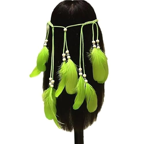 DFJOENVLDKHFE Federkopfbedeckung Retro Federkopfbedeckung Party Haarschmuck Retro Charm Stirnband Clip Feder Festival Kleidungszubehör(Green_3pcs) von DFJOENVLDKHFE