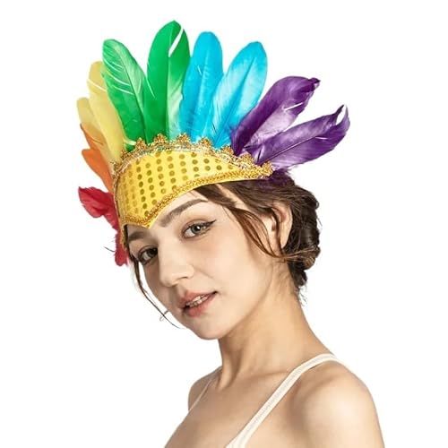 DFJOENVLDKHFE Federkopfbedeckung Retro Federkopfbedeckung Party Haarschmuck Retro Charm Stirnband Clip Feder Festival Kleidungszubehör(Multicolor_2pcs) von DFJOENVLDKHFE