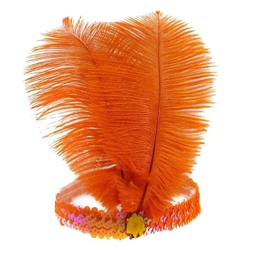 DFJOENVLDKHFE Federkopfbedeckung Retro Federkopfbedeckung Party Haarschmuck Retro Charm Stirnband Clip Feder Festival Kleidungszubehör(Orange_2pcs) von DFJOENVLDKHFE