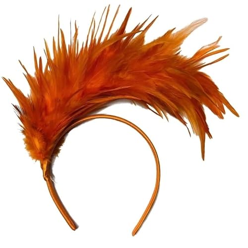 DFJOENVLDKHFE Federkopfbedeckung Retro Federkopfbedeckung Party Haarschmuck Retro Charm Stirnband Clip Feder Festival Kleidungszubehör(Orange_3pcs) von DFJOENVLDKHFE