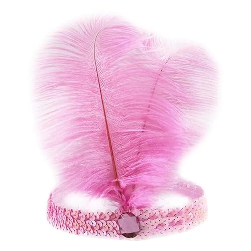 DFJOENVLDKHFE Federkopfbedeckung Retro Federkopfbedeckung Party Haarschmuck Retro Charm Stirnband Clip Feder Festival Kleidungszubehör(Pink_2pcs) von DFJOENVLDKHFE