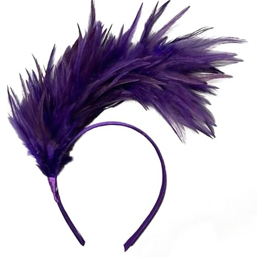 DFJOENVLDKHFE Federkopfbedeckung Retro Federkopfbedeckung Party Haarschmuck Retro Charm Stirnband Clip Feder Festival Kleidungszubehör(Purple_3pcs) von DFJOENVLDKHFE