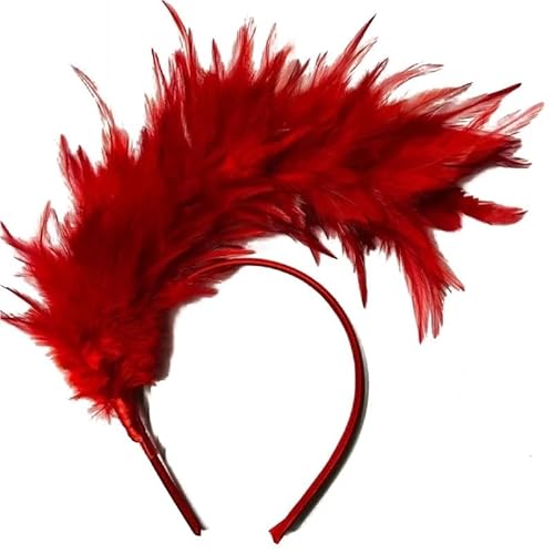 DFJOENVLDKHFE Federkopfbedeckung Retro Federkopfbedeckung Party Haarschmuck Retro Charm Stirnband Clip Feder Festival Kleidungszubehör(Rose Red_3pcs) von DFJOENVLDKHFE