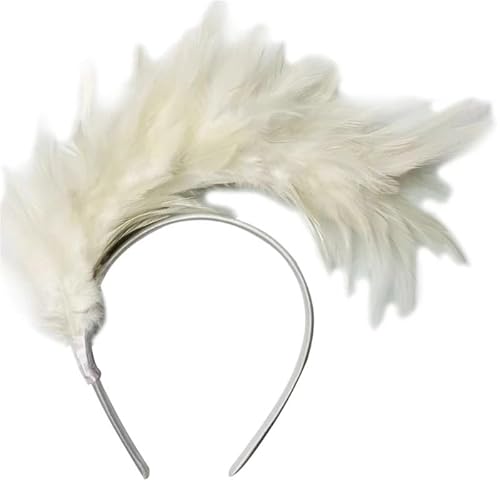 DFJOENVLDKHFE Federkopfbedeckung Retro Federkopfbedeckung Party Haarschmuck Retro Charm Stirnband Clip Feder Festival Kleidungszubehör(White_3pcs) von DFJOENVLDKHFE