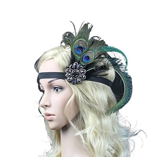 DFJOENVLDKHFE Federkopfbedeckung Retro Federkopfbedeckung Party Haarschmuck Retro Charm Stirnband Clip Feder Festival Kleidungszubehör(YM29_2pcs) von DFJOENVLDKHFE