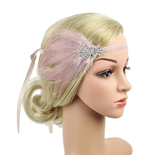 DFJOENVLDKHFE Federkopfbedeckung Retro Federkopfbedeckung Party Haarschmuck Retro Charm Stirnband Clip Feder Festival Kleidungszubehör(YM5990 pink_2pcs) von DFJOENVLDKHFE