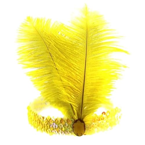DFJOENVLDKHFE Federkopfbedeckung Retro Federkopfbedeckung Party Haarschmuck Retro Charm Stirnband Clip Feder Festival Kleidungszubehör(Yellow_2pcs) von DFJOENVLDKHFE