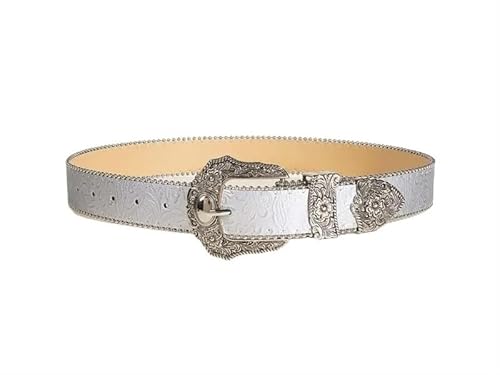 DFJOENVLDKHFE Gürtel for Jeans Damengürtel Langlebiges Design Modisches Taillenaccessoires Stylischer Gürtel for Damen for den täglichen Gebrauch(100size-122cm_Silver_2PCS) von DFJOENVLDKHFE