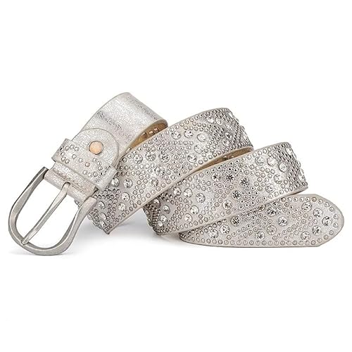 DFJOENVLDKHFE Gürtel for Jeans Damengürtel Langlebiges Design Modisches Taillenaccessoires Stylischer Gürtel for Damen for den täglichen Gebrauch(95cm_White Silver) von DFJOENVLDKHFE