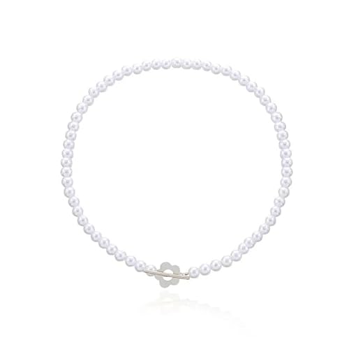 DFJOENVLDKHFE Luxuriöse Halskette mit schwarzen Kristallglasperlen for Damen (Color : White pearl 2) von DFJOENVLDKHFE