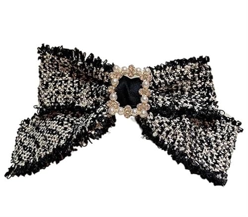 Fliege Quaste Haarspangen Damen Perle Kristall Haarspange handgemachte Damen Luxus Schmuck Kopfschmuck koreanische Haar-Accessoires(Black) von DFJOENVLDKHFE