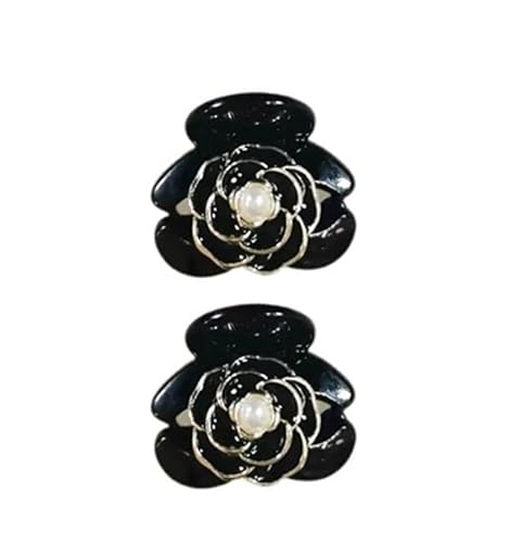 Koreanische Exquisite Kleine Perle Strass Kamelie Haarnadel Mädchen High Sense Floral Pony Clip Haar Zubehör for Frauen Kopfschmuck (Color : Black, Size : 1pc) von DFJOENVLDKHFE