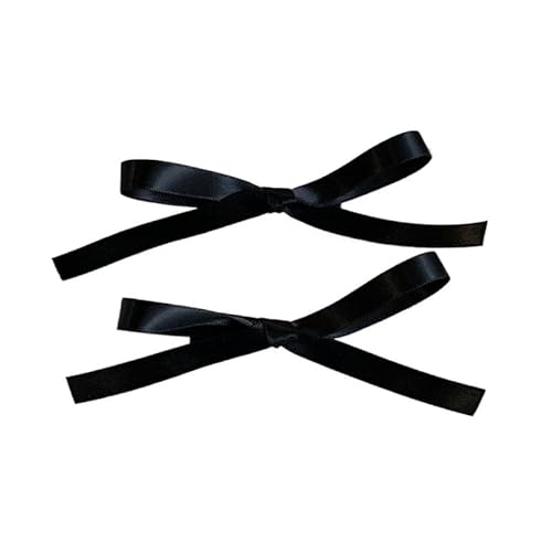 Mini-Halteklammer for Damen, Kopfschmuck, Haarschmuck, 2 Stück, süße Schleife, Haarspange, Ballettband, Schleife, Haarspange, Stick (Color : Black 9cm) von DFJOENVLDKHFE