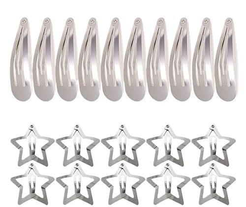 YK2Silver YK2 SilverJewelry Stern Haarspangen Metall Tröpfchen Haarnadeln Haarspangen Clip Mädchen Koreanische Haarnadel Kopfbedeckung Zubehör (Color : 20pcs set) von DFJOENVLDKHFE