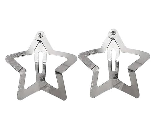 YK2Silver YK2 SilverJewelry Stern Haarspangen Metall Tröpfchen Haarnadeln Haarspangen Clip Mädchen Koreanische Haarnadel Kopfbedeckung Zubehör (Color : 2pcs star clips) von DFJOENVLDKHFE