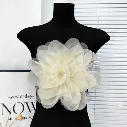 2 Stück 27 cm handgefertigte große Blumenbrosche, plissiertes Netz, große Blume, Kleidungsdekoration, Zubehör, Anstecknadel, Corsage 2 Stück 27 cm handgefertigte große Blumenbrosche, plissiertes Netz, große Blume, Kleidungsdekoration, Zubehör, Anstecknadel, Corsage von DFLINGA