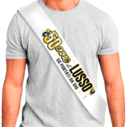 Schärpe 50 Jahre Gold - Geburtstag 50 Jahre Luxus | 50 Gottes Gottes - Lustiges und Scherziges Stirnband - Gadget Geburtstag 50 Jahre - Originelles Geschenk Herren Damen - Partyzubehör 50 von DFPRIME