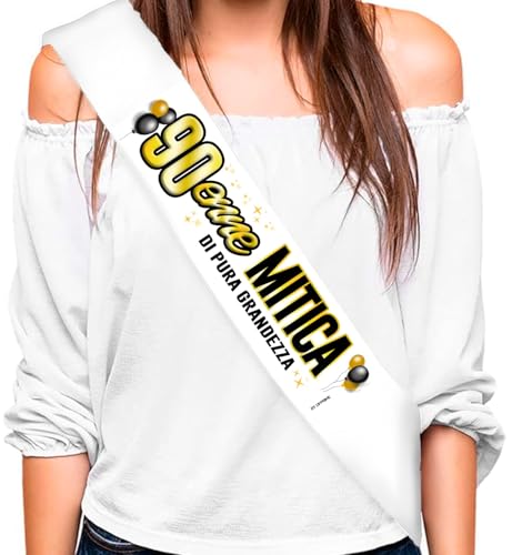 Schärpe 90 Jahre – Geburtstagsband 90 Jahre Mythisch | in reiner Größe – elegantes und lustiges Stirnband – Gadget Geburtstag 90 Jahre – originelles Geschenk für Damen von DFPRIME