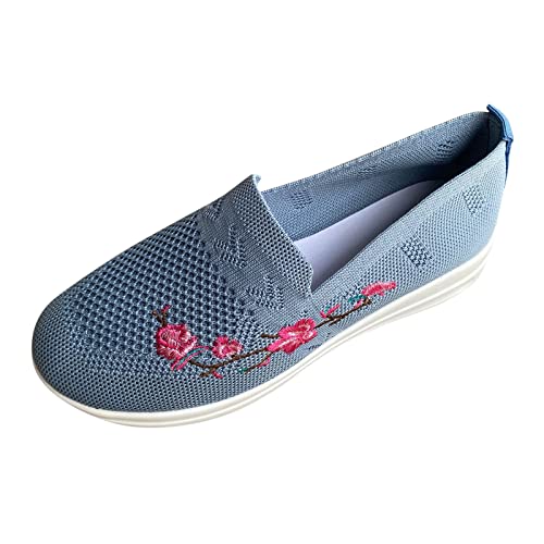 DFSDJEUW Damen Wanderschuhe Weit Sneaker Damen Atmungsaktive Vermascht Sportschuhe Lässige Komfort Schnell Trocknend Memory Schaum Walkingschuhe Leicht Ergonomische Slip On Sneaker Weiß von DFSDJEUW