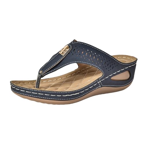 DFSDJEUW Hausschuhe Orthopädische Sandalen Flip Flops Schlappen Casual Ergonomische Offene Toe Breite Füße Freizeitschuhe Klassische Flexiblen Plateau Sandalen Damen von DFSDJEUW