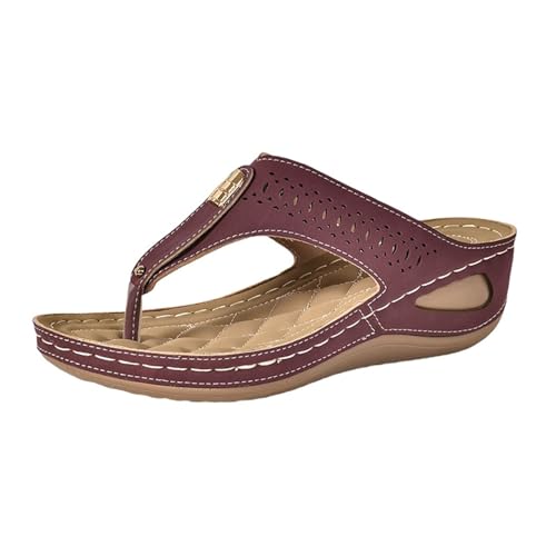 DFSDJEUW Hausschuhe Orthopädische Sandalen Flip Flops Schlappen Casual Ergonomische Offene Toe Breite Füße Freizeitschuhe Klassische Flexiblen Plateau Sandalen Damen von DFSDJEUW