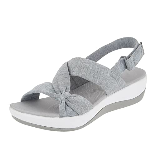 DFSDJEUW Laufschuhe Frauen Sandalen Atmungsaktive Strandschuhe Große Schleife Knoten Keilabsatz Sandalen Modetrend Römische Leoparden Schuhe Schuhe Damen Sneaker von DFSDJEUW