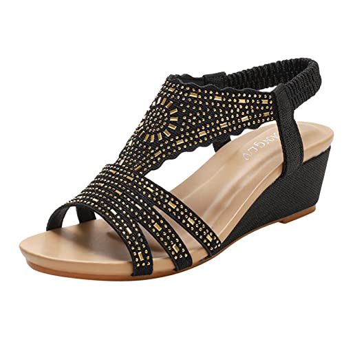DFSDJEUW Mode Frühjahr und Damen Sandalen flacher Absatz runde Zehen leicht atmungsaktiv große Größe Schuhe Damen Stiefeletten Blau (Blue, 42) von DFSDJEUW