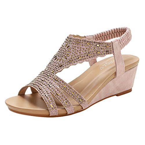 DFSDJEUW Mode Frühjahr und Damen Sandalen flacher Absatz runde Zehen leicht atmungsaktiv große Größe Schuhe Damen Stiefeletten Blau (Grey, 39) von DFSDJEUW