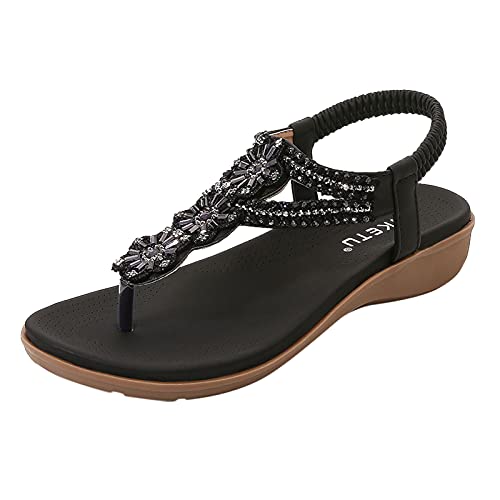 DFSDJEUW Mode Frühjahr und Damen Sandalen flacher Absatz runde Zehen leicht atmungsaktiv große Größe Schuhe Damen Stiefeletten Blau (Yellow, 42) von DFSDJEUW