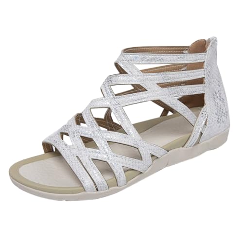 DFSDJEUW Orthopädische Bohemia Sandalen Bequem Cross Strap Sandalette Ergonomische Weichen mit durchbrochenen Streifen Strandschuhe Atmungsaktive Reißverschluss Ferse Offene Toe Sandals (Silver, 42) DFSDJEUW Orthopädische Bohemia Sandalen Bequem Cross Strap Sandalette Ergonomische Weichen mit durchbrochenen Streifen Strandschuhe Atmungsaktive Reißverschluss Ferse Offene Toe Sandals (Silver, 42) von DFSDJEUW