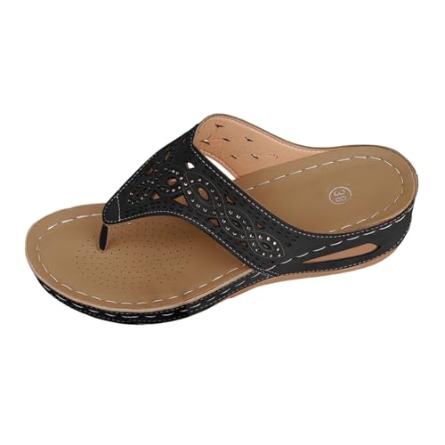 DFSDJEUW Pantoletten Orthopädische Sandalen Flip Flops Schlappen Casual Ergonomische Offene Toe Breite Füße Freizeitschuhe Klassische Flexiblen Sandalen Damen von DFSDJEUW