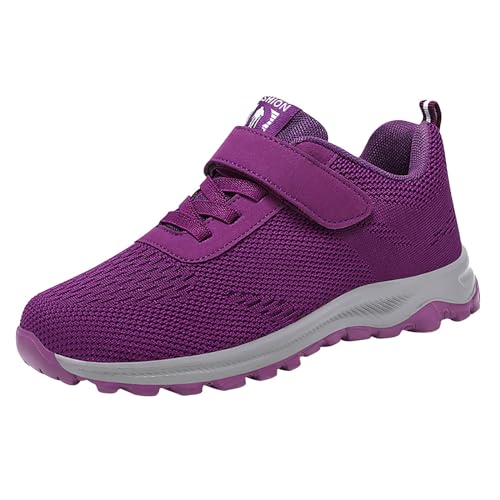 DFSDJEUW Schuhe einfarbig Tuch seitlicher Reißverschluss runde Zehe Flache lässige Sportschuhe Krankenschwester Schuhe Damen (Red, 42) Sneaker Damen Weiche Leicht Walkingschuhe von DFSDJEUW