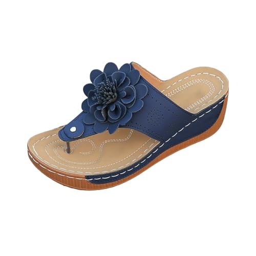 DFSDJEUW Trekking Sandalen Damen Orthopädische Schuhe Damen Flip Flops Sandalen Klassische Ergonomische BlüMchenmuster Breite Füße Keilsandalen Atmungsaktive Offene Toe Slide von DFSDJEUW