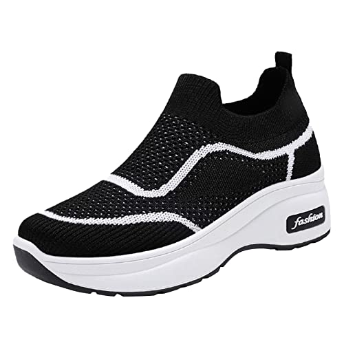 DFSDJEUW Turnschuhe Schwarz Glitzer Sneaker Damen Atmungsaktive Vermascht Sportschuhe Lässige Komfort Schnell Trocknend Memory Schaum Walkingschuhe Leicht Ergonomische Leichte Wanderschuhe von DFSDJEUW