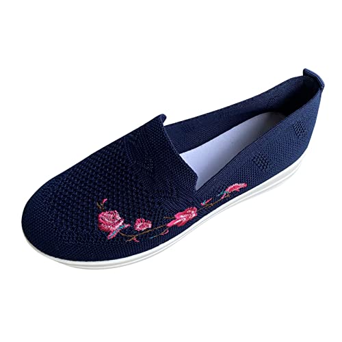 DFSDJEUW Wanderschuhe Damen Weit Wasserdicht Sneaker Damen Atmungsaktive Vermascht Sportschuhe Lässige Komfort Schnell Trocknend Memory Schaum Walkingschuhe Leicht Ergonomische Slip On Sneaker von DFSDJEUW