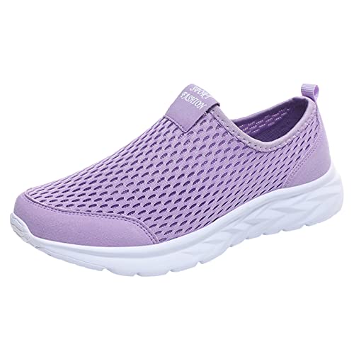 DFSDJEUW Wanderschuhe Damen Weit Wasserdicht Sneaker Damen Atmungsaktive Vermascht Sportschuhe Lässige Komfort Schnell Trocknend Memory Schaum Walkingschuhe Leicht Ergonomische Slip On Sneaker von DFSDJEUW