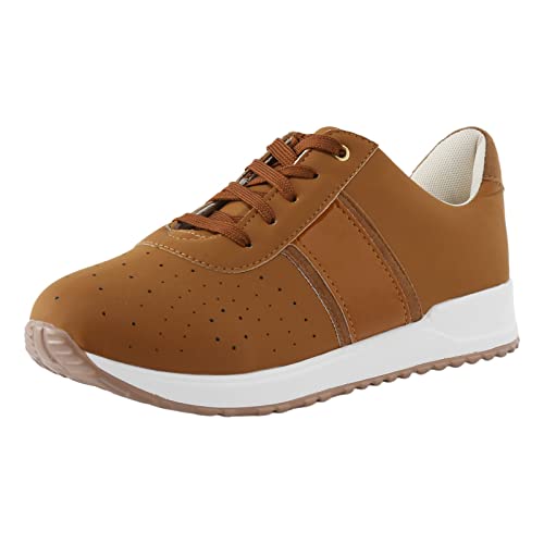 DFSDJEUW one Schuhe Damen Sale Sportschuhe Damen Leichte Schnürer Jogging Sportschuhe Atmungsaktiv rutschfest Walking Turnschuhe Bequem Orthopädische Keilabsatz Outlet Angebote Braun 39 von DFSDJEUW